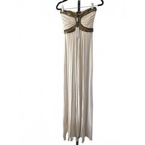 Sky Strapless Maxi Dress with Gold Sequin Detail